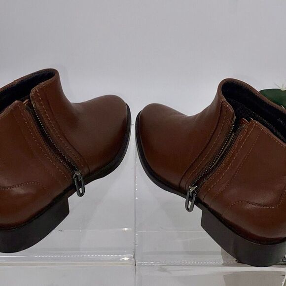 New Aquatalia Fantina Weatherproof Side Zip Leather Bootie Brown 6.5 - Picture 6 of 16